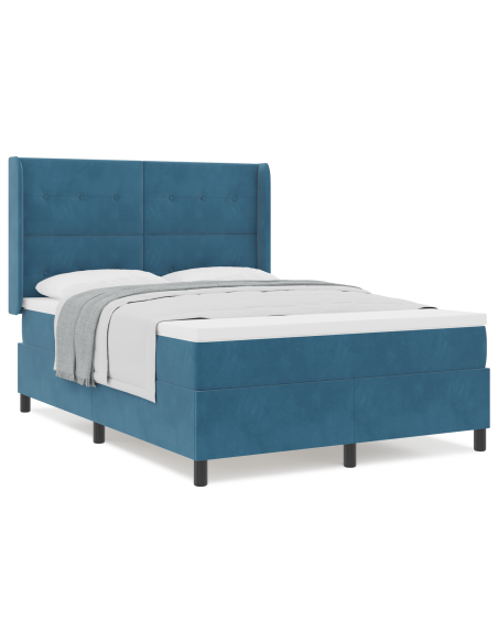 Letto Box Spring  con Materasso Blu Scuro 160x200 cm Velluto