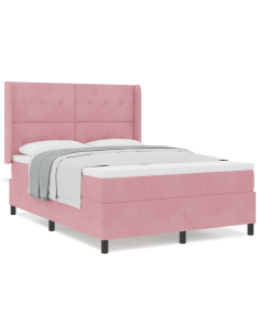 Letto a molle con materasso Rosa 160 x 200 cm Velluto 2