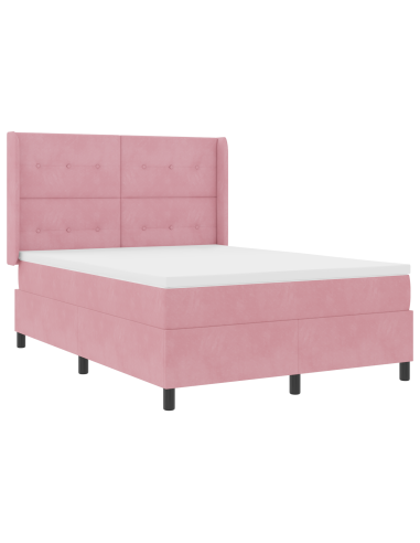 Letto a molle con materasso Rosa 160 x 200 cm Velluto