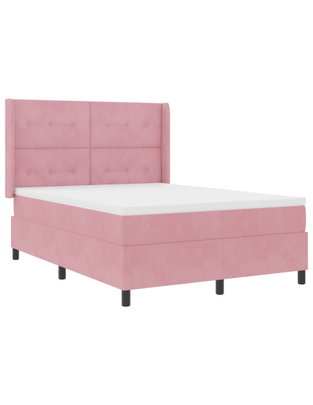 Letto a molle con materasso Rosa 160 x 200 cm Velluto