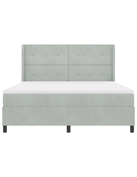 Letto Box Spring con Materasso Grigio Chiaro 180x200 cm in Velluto