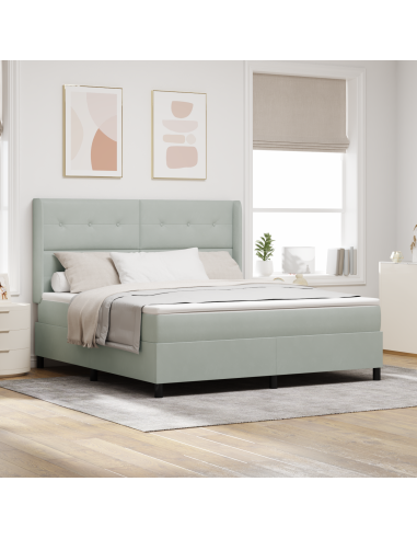 Letto a molle con materasso Grigio chiaro 180 x 200 cm Velluto