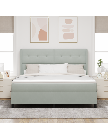 Letto Box Spring con Materasso Grigio Chiaro 180x200 cm in Velluto