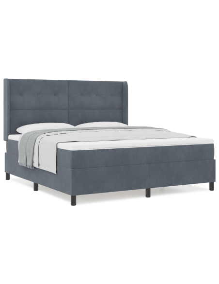 Letto con Box Spring e Materasso Grigio Scuro 180x200 cm in Velluto