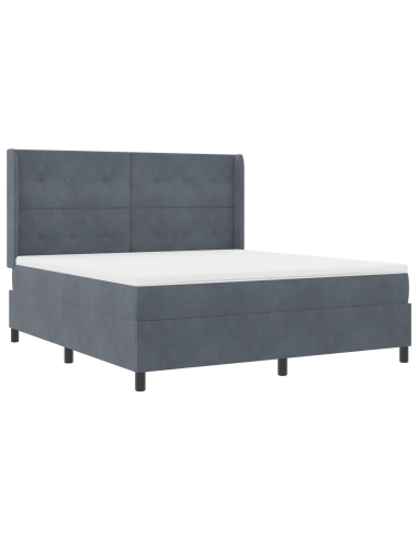 Letto a molle con materasso Grigio scuro 180 x 200 cm Velluto