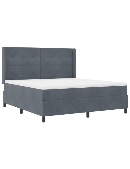 Letto con Box Spring e Materasso Grigio Scuro 180x200 cm in Velluto