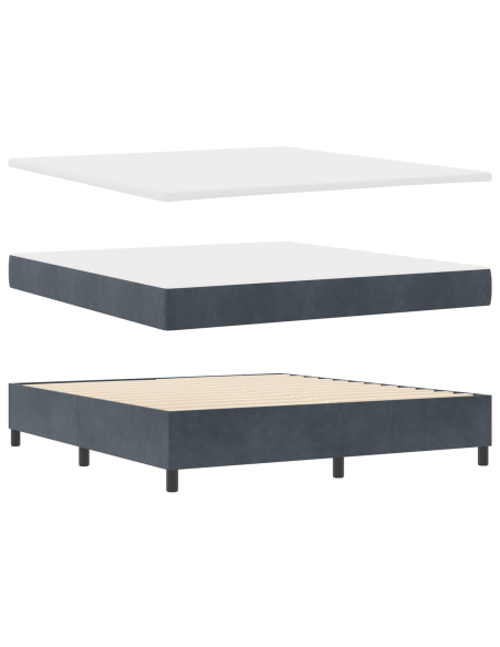 Letto a molle con materasso Grigio scuro 180 x 200 cm Velluto