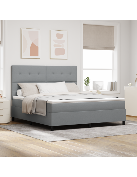 Letto con Box Spring con Materasso & LED Grigio Chiaro 180x200 cm Tessuto