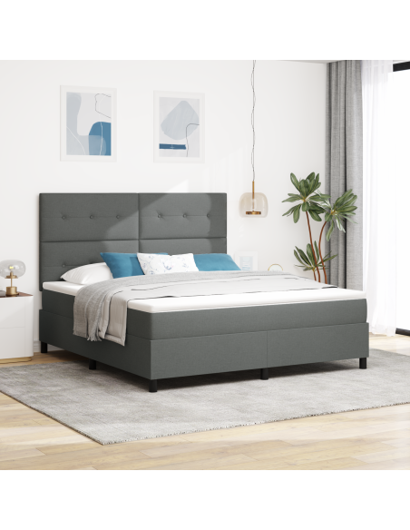 Letto Box Spring con Materasso & LED Grigio Scuro 180x200 cm Tessuto