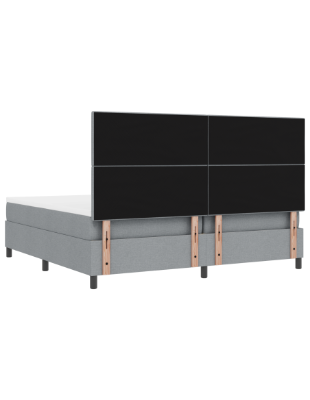 Letto con Box Sprung e Materasso & LED Grigio Chiaro 200x200 cm Tessuto