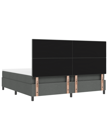 Letto con Box Spring, Materasso e LED Grigio Scuro 200x200 cm in Tessuto