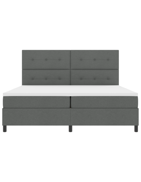 Letto con Box Spring, Materasso e LED Grigio Scuro 200x200 cm in Tessuto