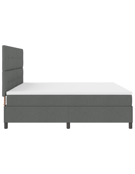 Letto con Box Spring, Materasso e LED Grigio Scuro 200x200 cm in Tessuto