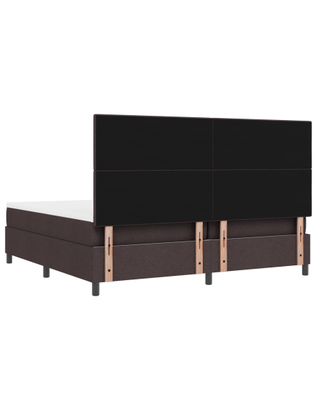 Letto con Rete a Molle con Materasso & LED Marrone Scuro 200x200 cm Tessuto