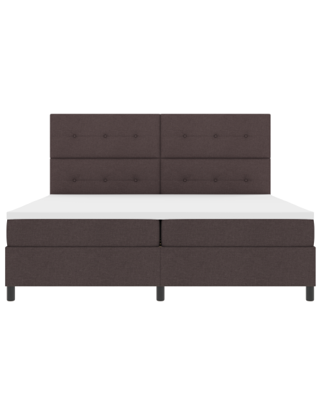 Letto con Rete a Molle con Materasso & LED Marrone Scuro 200x200 cm Tessuto