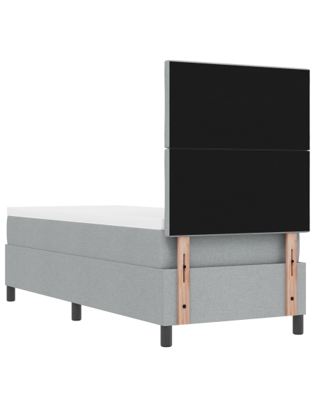 Letto con Box Spring e Materasso & Luce LED Grigio Chiaro 80x200 cm in Tessuto