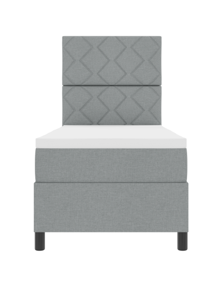 Letto con Box Spring e Materasso & Luce LED Grigio Chiaro 80x200 cm in Tessuto