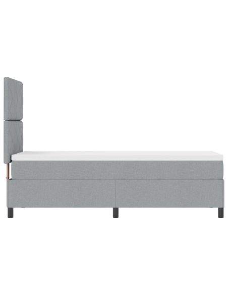 Letto con Box Spring e Materasso & Luce LED Grigio Chiaro 80x200 cm in Tessuto