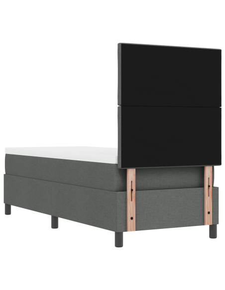 Letto con rete a molle con materasso e LED grigio scuro 80x200 cm in tessuto