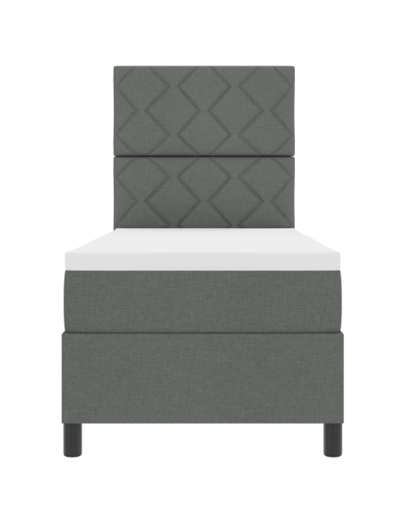 Letto con rete a molle con materasso e LED grigio scuro 80x200 cm in tessuto