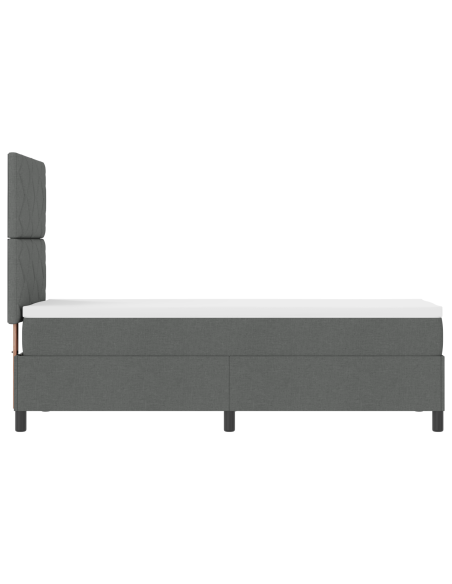 Letto con rete a molle con materasso e LED grigio scuro 80x200 cm in tessuto