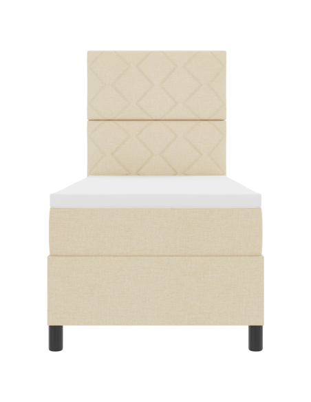 Letto a Molle Box con Materasso & LED Crema 80x200 cm Tessuto