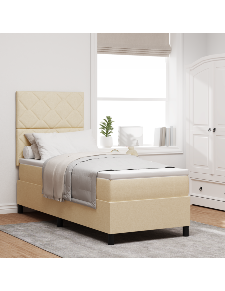 Letto a Molle Box con Materasso & LED Crema 80x200 cm Tessuto