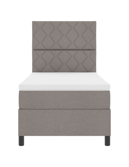 Letto con Box Spring con Materasso e LED Taupe 90x190 cm Tessuto