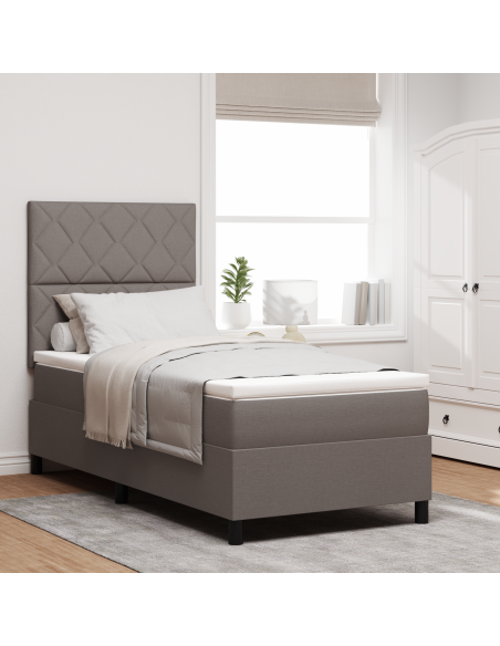 Letto con Box Spring con Materasso e LED Taupe 90x190 cm Tessuto