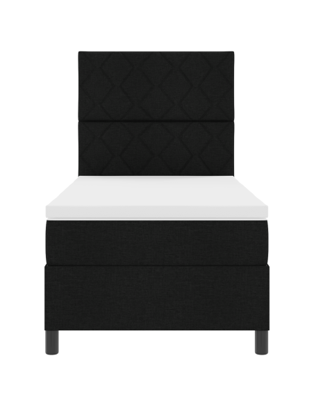 Letto a molla con materasso e LED nero 90x200 cm in tessuto