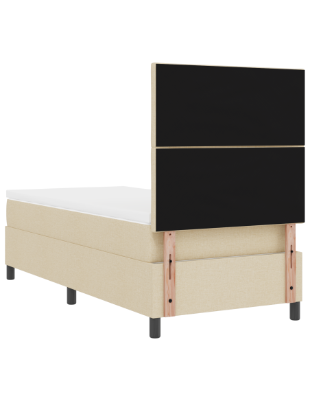 Letto con Box Spring e Materasso Panna 90x200 cm in Tessuto