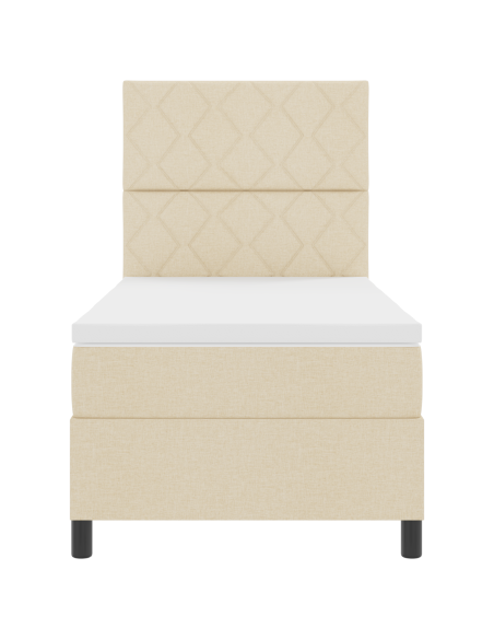 Letto con Box Spring e Materasso Panna 90x200 cm in Tessuto