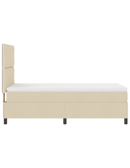 Letto con Box Spring e Materasso Panna 90x200 cm in Tessuto