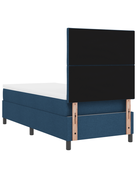 Letto con Box Spring con Materasso & Luce LED Blu 90x200 cm Tessuto