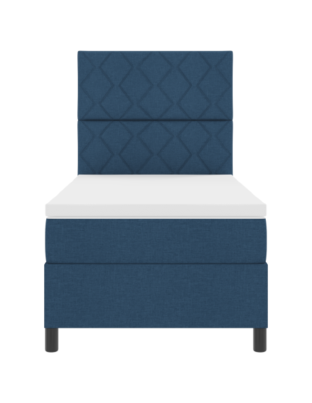Letto con Box Spring con Materasso & Luce LED Blu 90x200 cm Tessuto