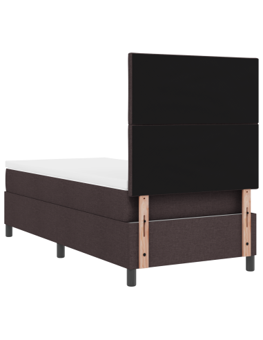 Letto a molle con materasso Marrone scuro 100 x 200 cm Tessuto