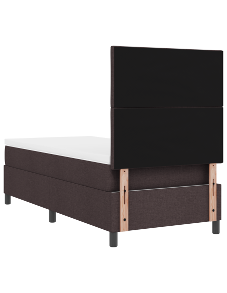 Letto a Doghe con Materasso e LED Marrone Scuro 100x200 cm Tessuto