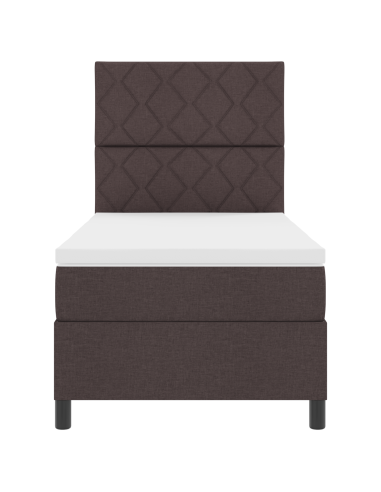 Letto a molle con materasso Marrone scuro 100 x 200 cm Tessuto