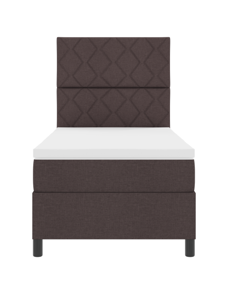 Letto a molle con materasso Marrone scuro 100 x 200 cm Tessuto