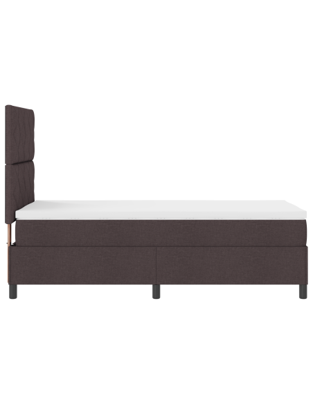Letto a Doghe con Materasso e LED Marrone Scuro 100x200 cm Tessuto