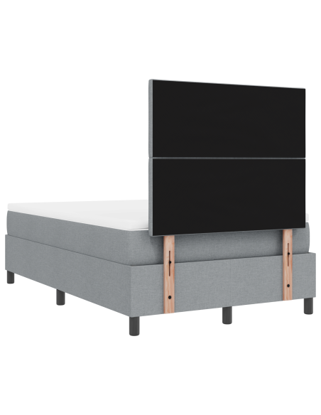 Letto con Rete a Molle con Materasso e Luce LED Grigio Chiaro 120x190 cm Tessuto
