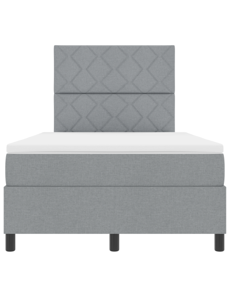 Letto con Rete a Molle con Materasso e Luce LED Grigio Chiaro 120x190 cm Tessuto