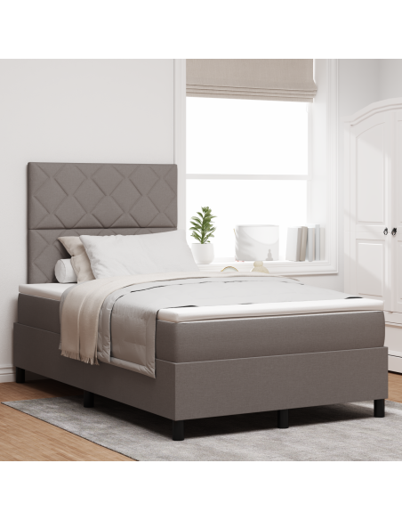 Letto a Molle con Materasso e LED Tortora 120x190 cm Tessuto
