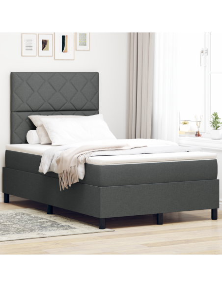 Letto a Molle Contenitore con Materasso & LED Grigio Scuro 120x200 cm Tessuto