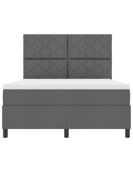 Letto con Rete a Molle e Materasso & LED Grigio Scuro 140x190 cm Tessuto