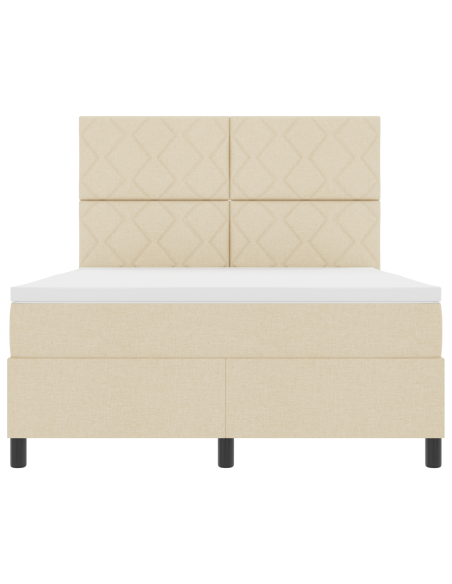 Letto con Box Spring e Materasso & LED Crema 140x190 cm Tessuto