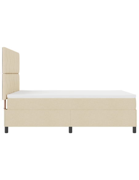 Letto con Box Spring e Materasso & LED Crema 140x190 cm Tessuto