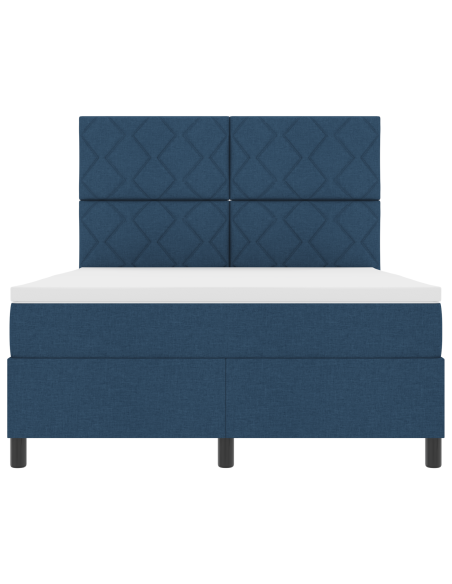 Letto con Box Spring con Materasso & Luce LED Blu 140x190 cm Tessuto