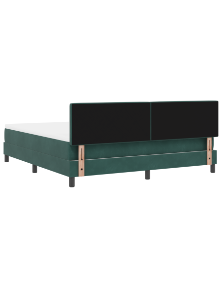 Letto Box Spring con Materasso e LED Verde Scuro 180x200 cm Velluto