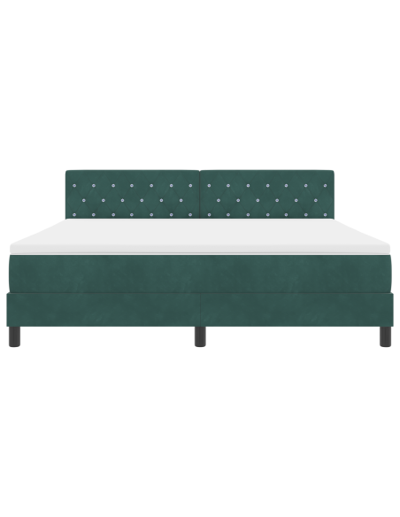 Letto Box Spring con Materasso e LED Verde Scuro 180x200 cm Velluto